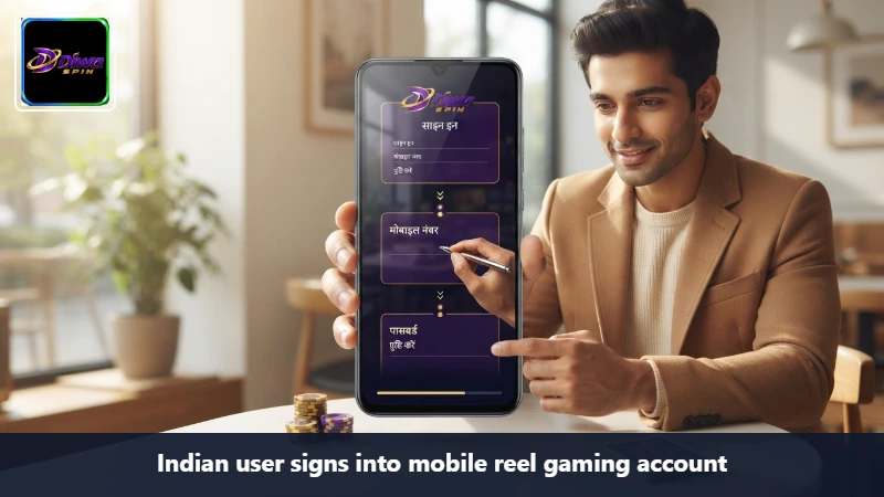 Indian user signs into mobile reel gaming account