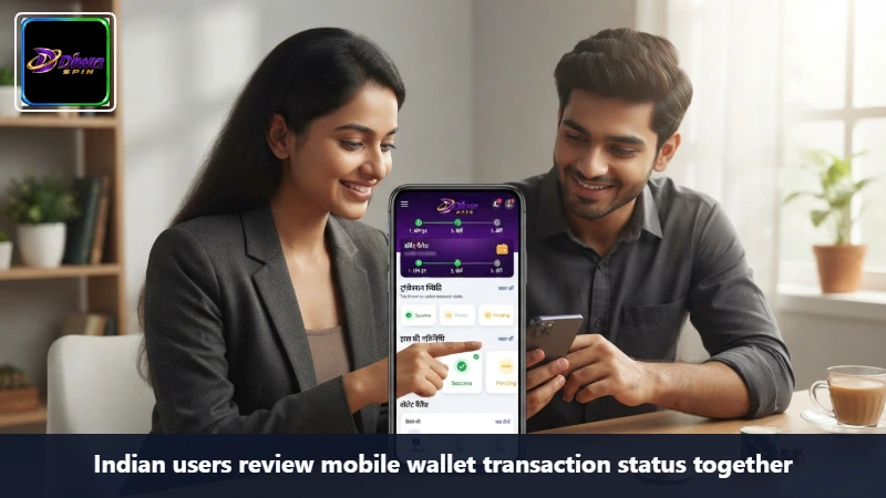 Indian users review mobile wallet transaction status together
